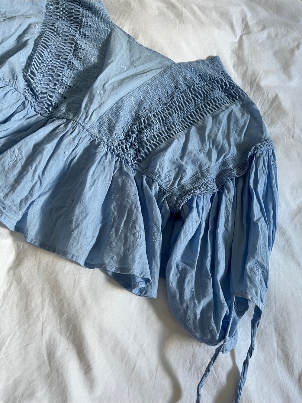 light blue Free People "Drive You Mad" blouse size medium peasant blouse - Picture 9 of 12